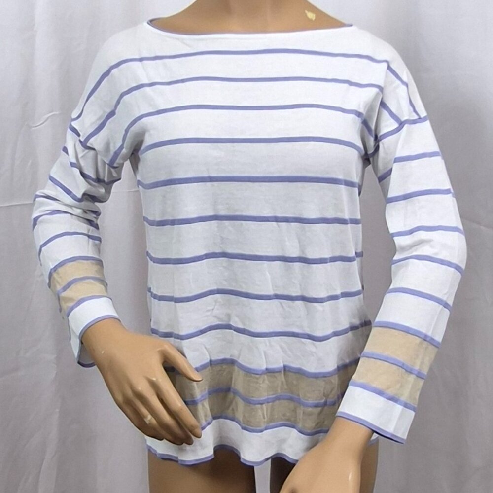 Lafayette 148 New York white and blue striped lightweight top GUC size M